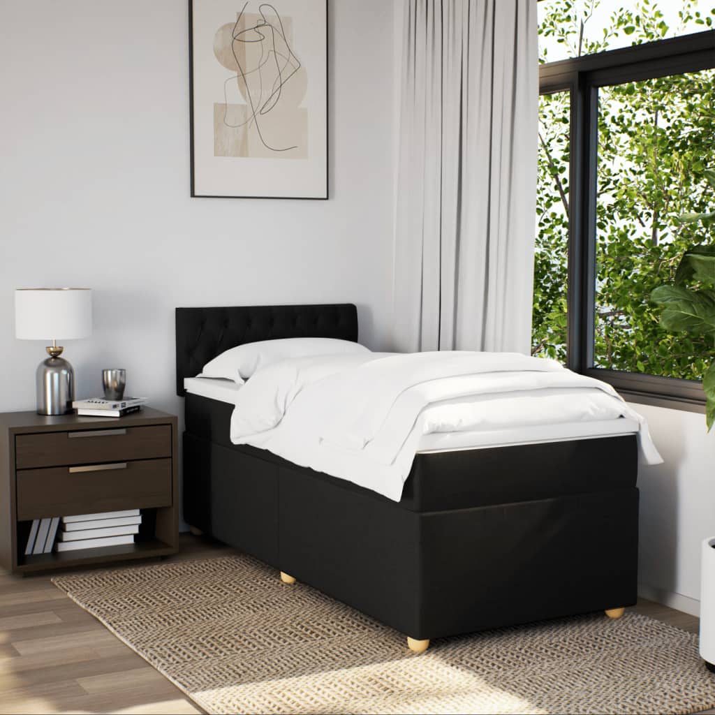 Boxspring met matras stof zwart 100x200 cm