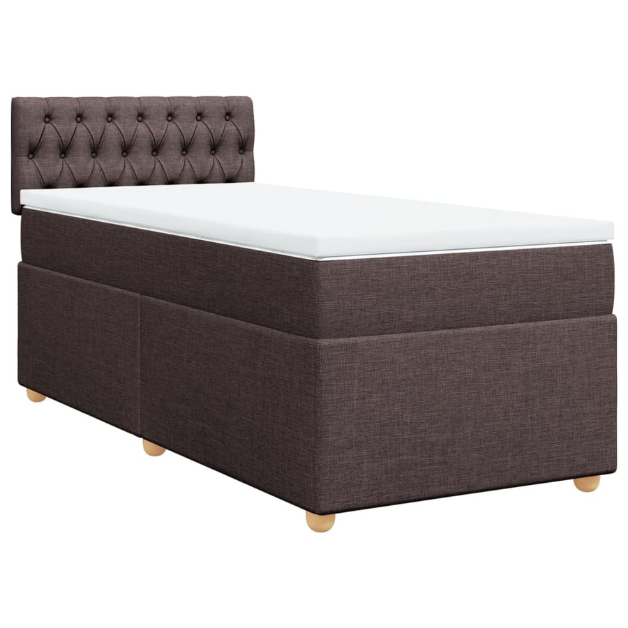 Boxspring met matras stof donkerbruin 100x200 cm