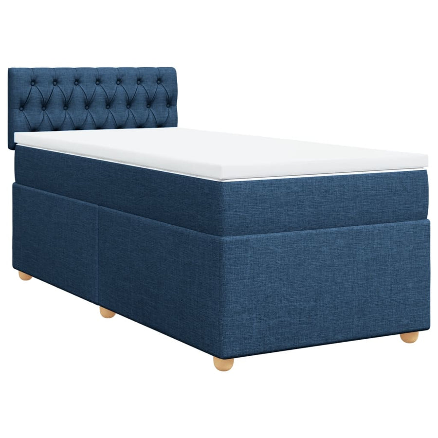 Boxspring met matras stof blauw 100x200 cm