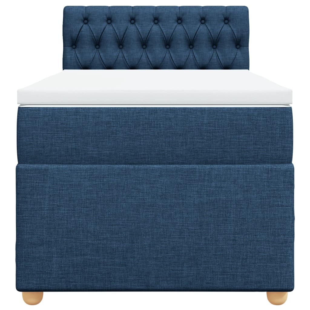 Boxspring met matras stof blauw 100x200 cm