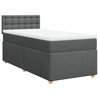 Boxspring met matras stof donkergrijs 100x200 cm