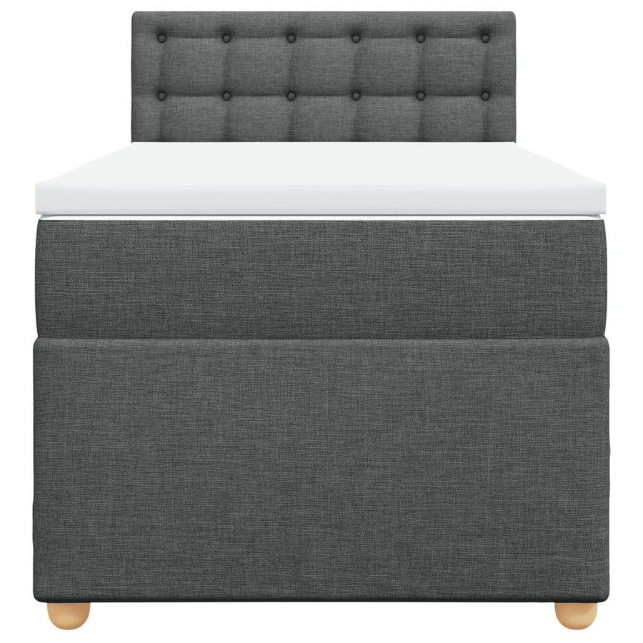 Boxspring met matras stof donkergrijs 100x200 cm