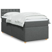 Box spring with mattress dark grey fabric 100x200 cm