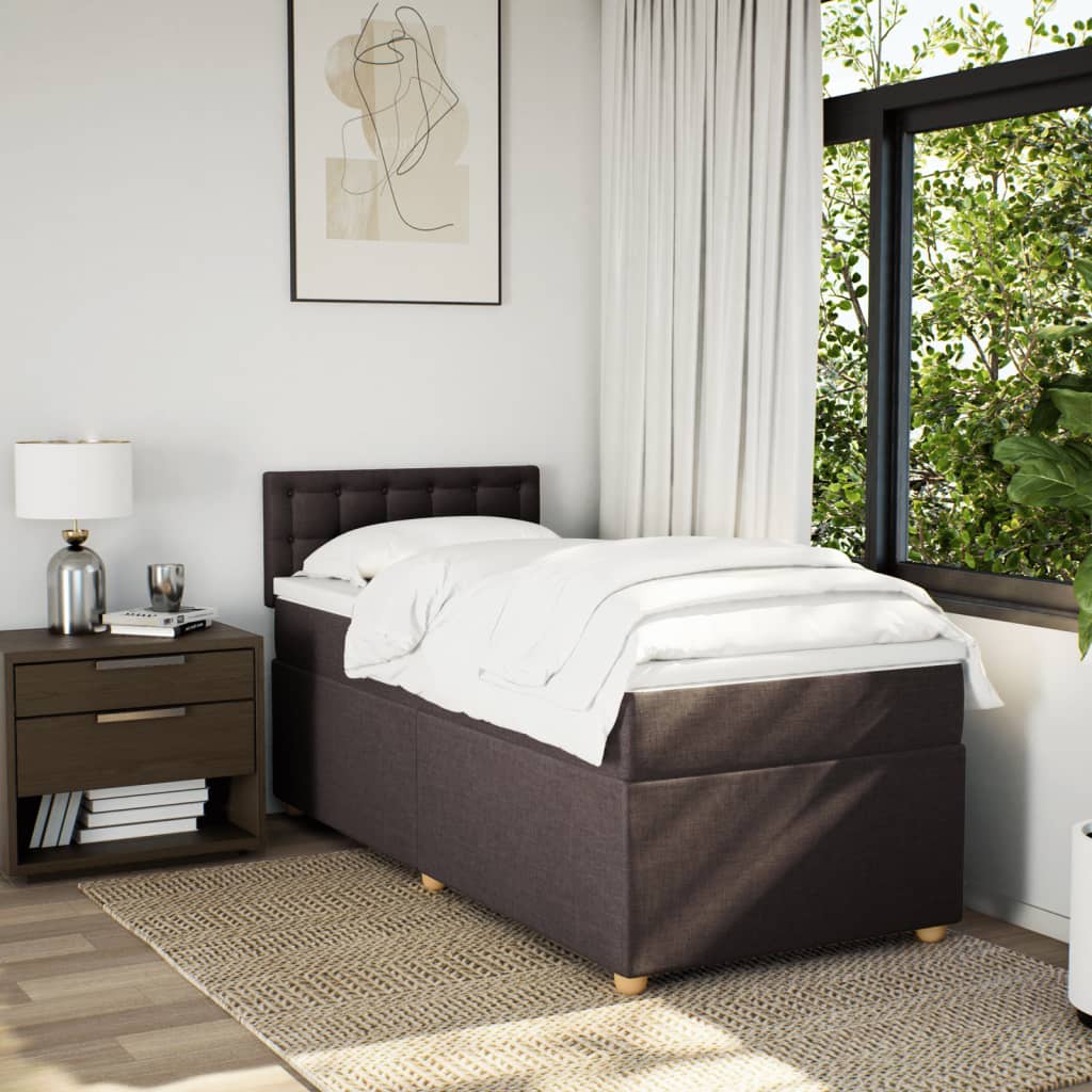 Boxspring met matras stof donkerbruin 100x200 cm