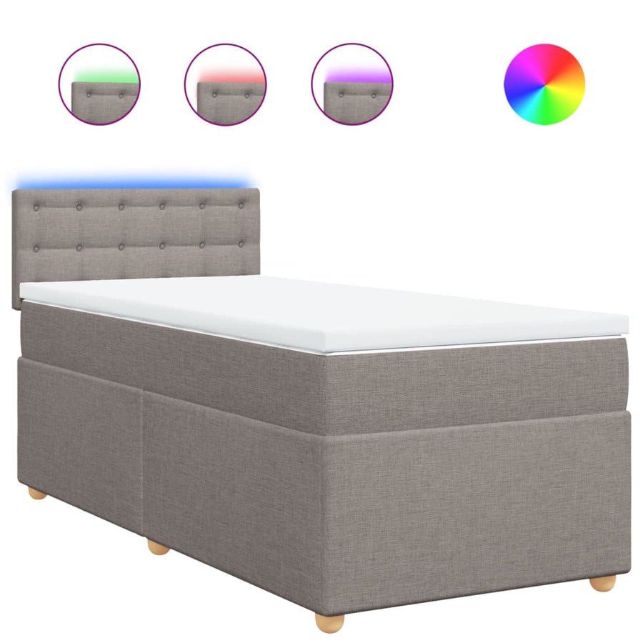 Boxspring met matras stof taupe 100x200 cm