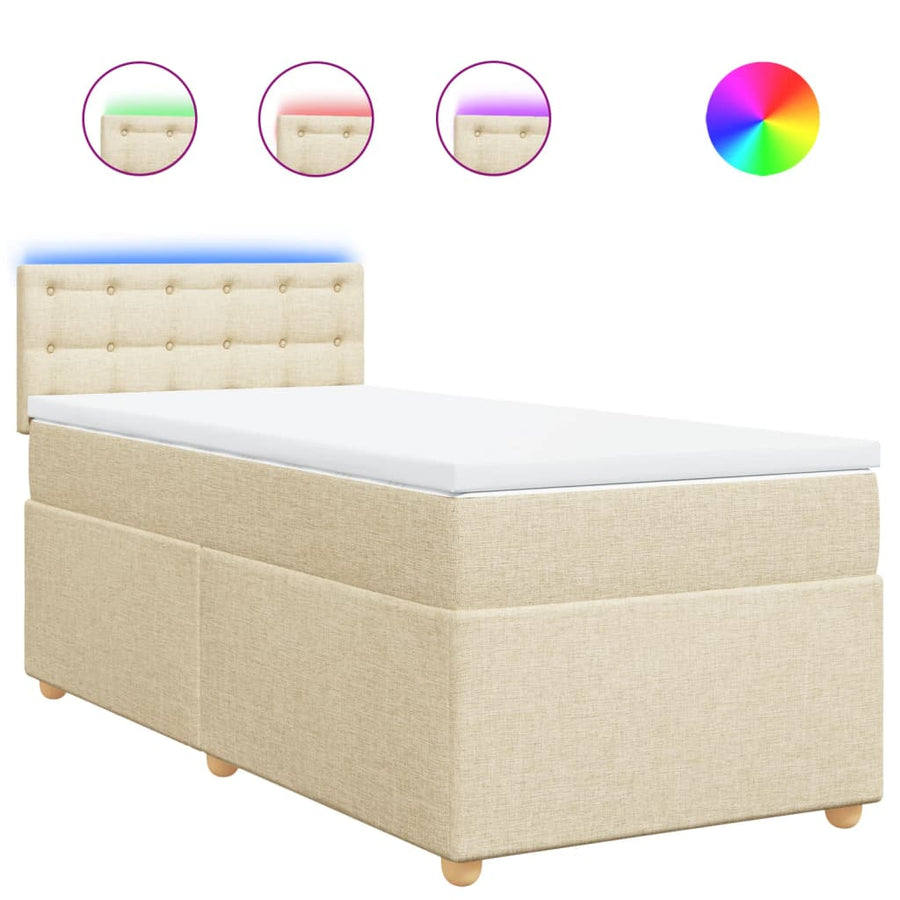 Boxspring met matras stof crèmekleurig 100x200 cm