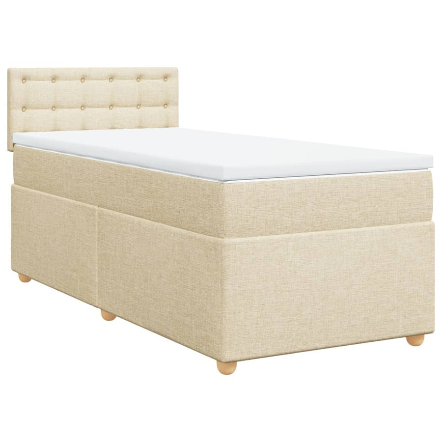 Boxspring met matras stof crèmekleurig 100x200 cm