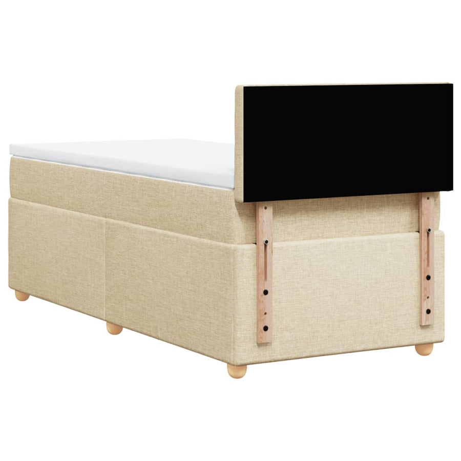 Boxspring met matras stof crèmekleurig 100x200 cm