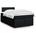 Box spring bed with black fabric mattress 120x190 cm
