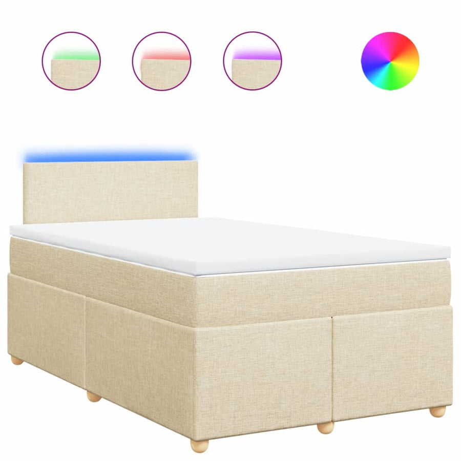 Boxspring met matras stof crèmekleurig 120x190 cm