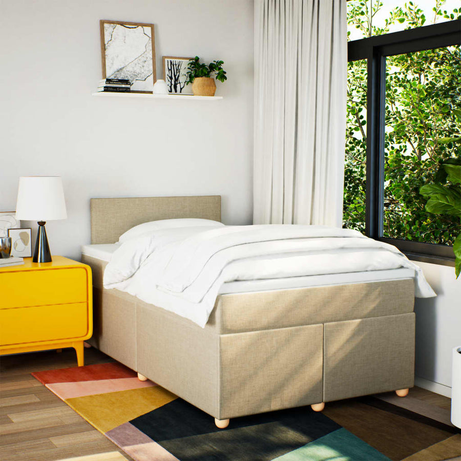 Boxspring met matras stof crèmekleurig 120x190 cm