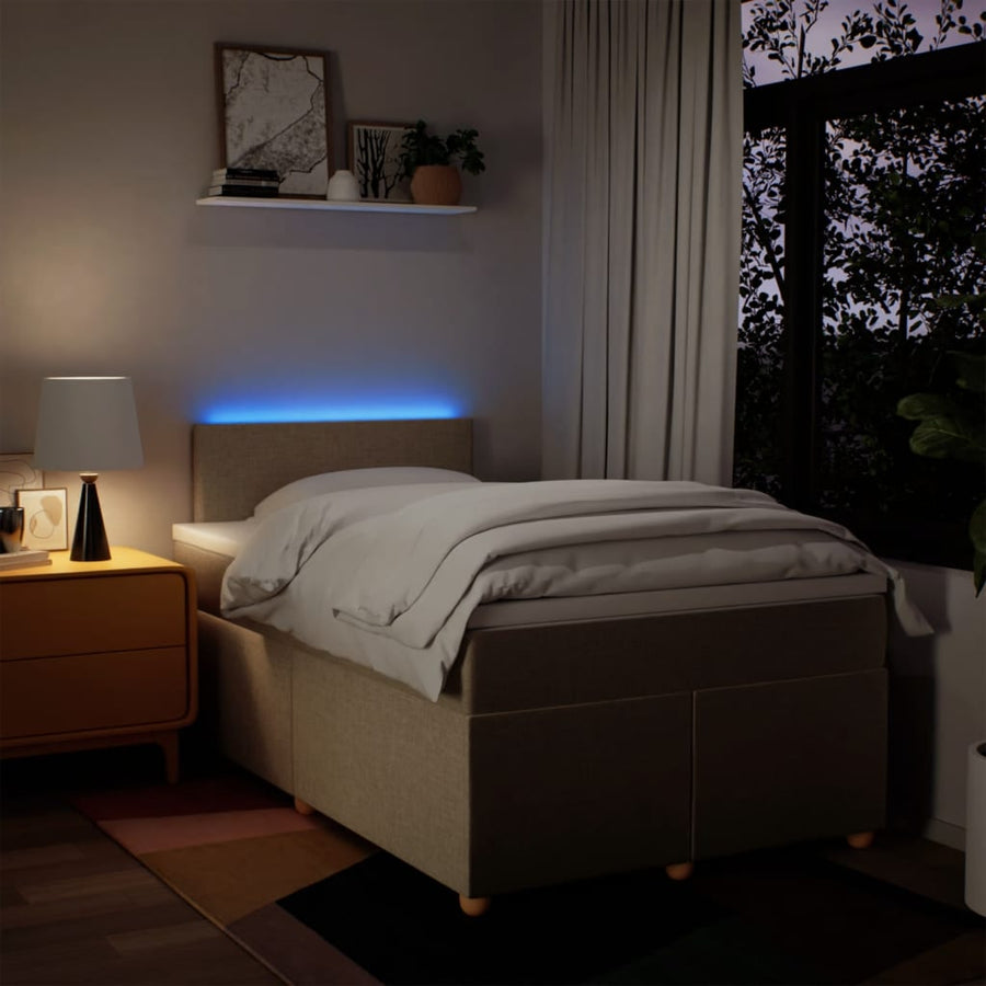 Boxspring met matras stof crèmekleurig 120x190 cm