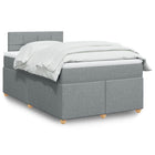 Box spring with light grey fabric mattress 120x190 cm