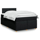 Box spring bed with black fabric mattress 120x190 cm