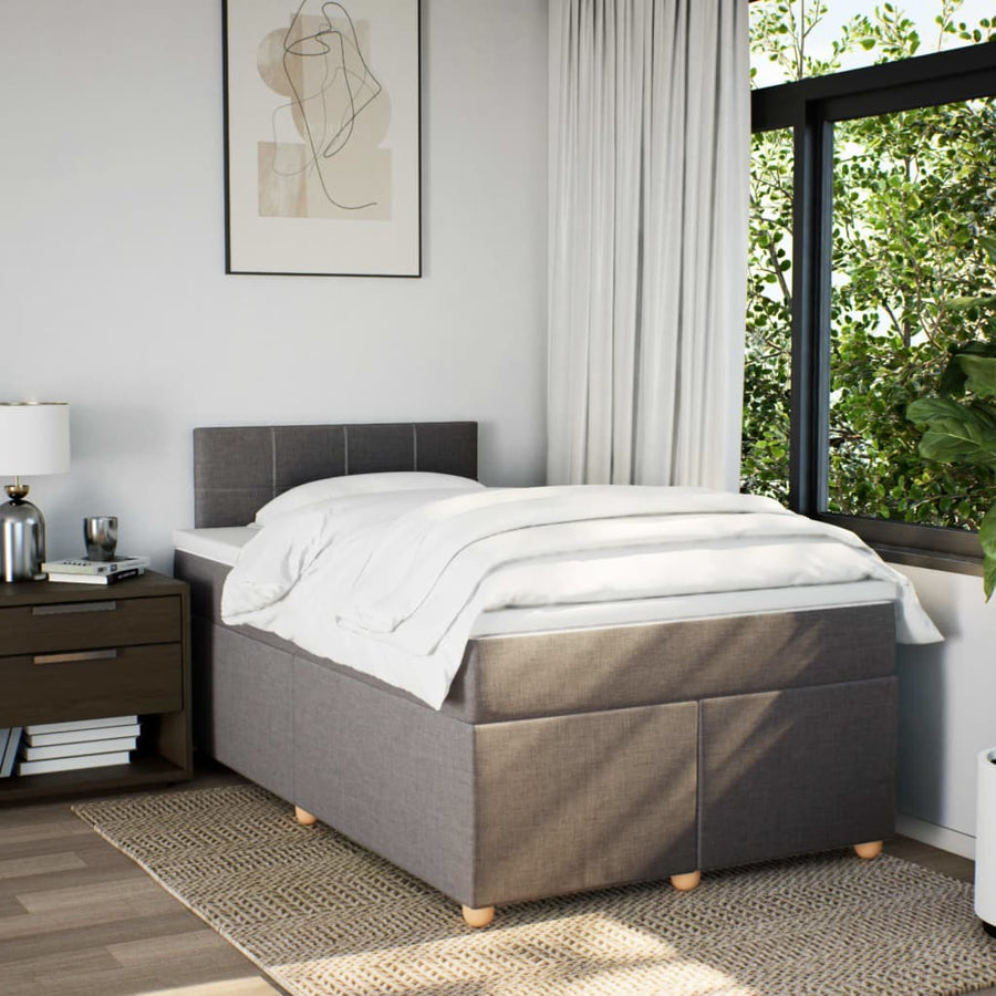 Boxspring met matras stof taupe 120x190 cm