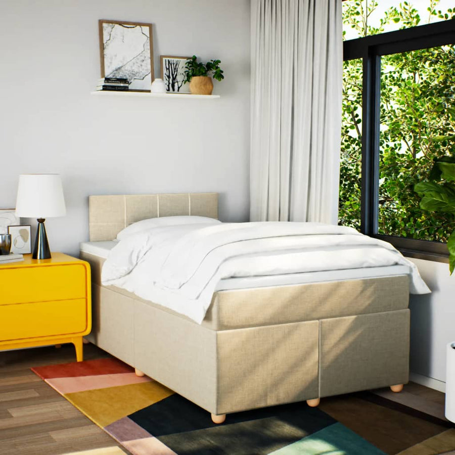 Boxspring met matras stof crèmekleurig 120x190 cm