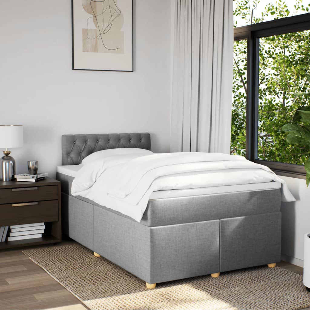 Boxspring met matras stof lichtgrijs 120x190 cm