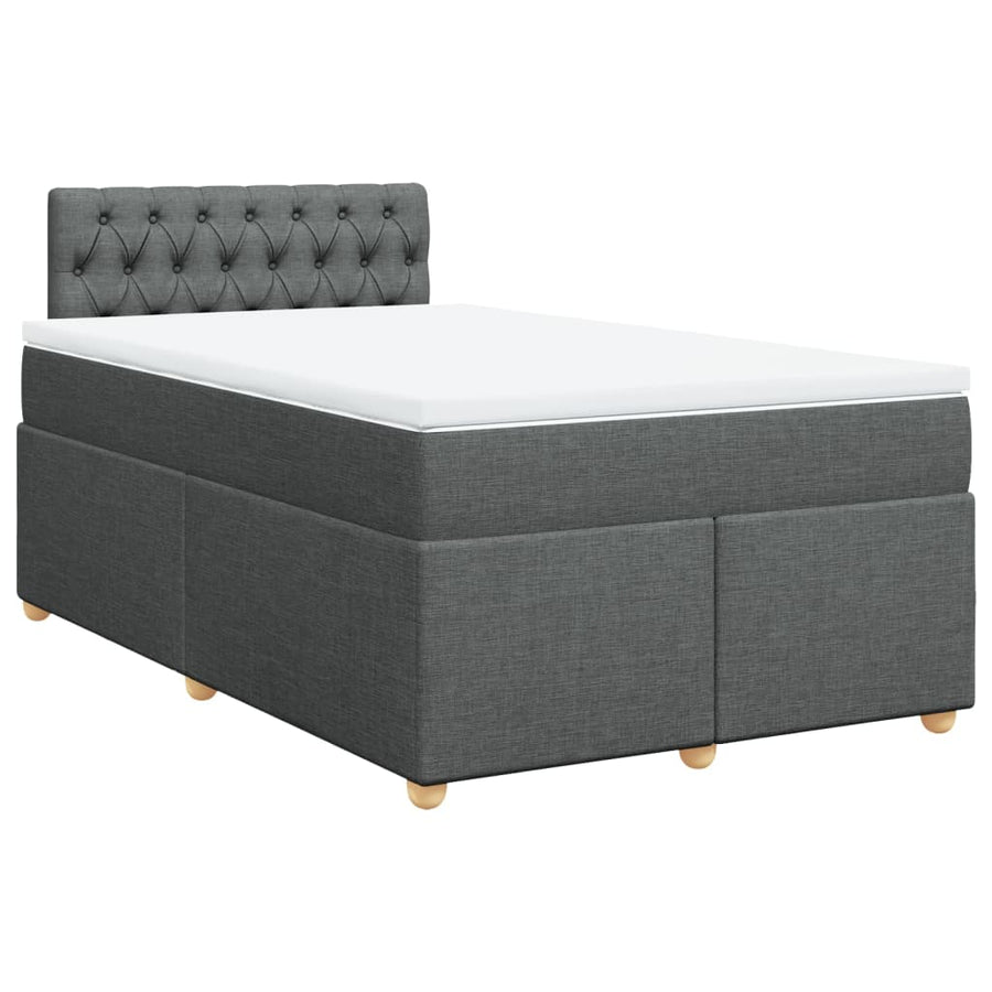 Boxspring met matras stof donkergrijs 120x190 cm