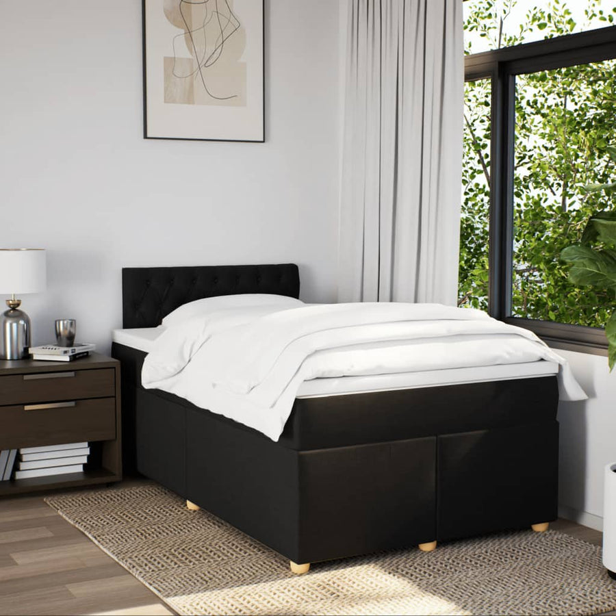 Boxspring met matras stof zwart 120x190 cm