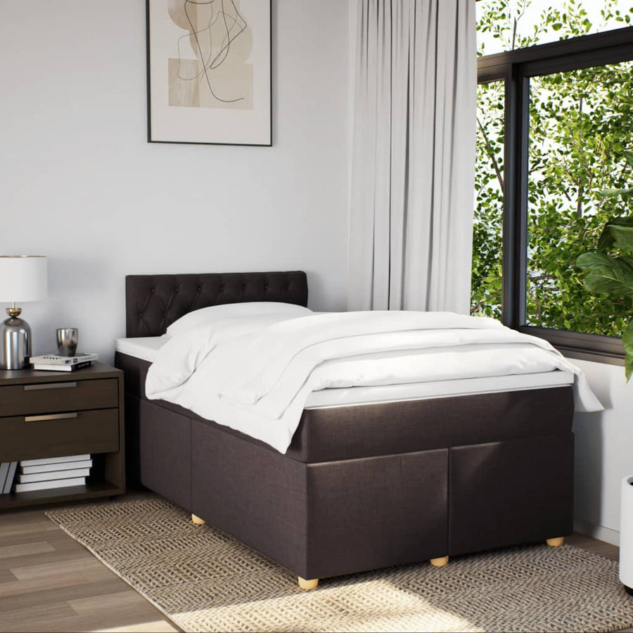 Boxspring met matras stof donkerbruin 120x190 cm