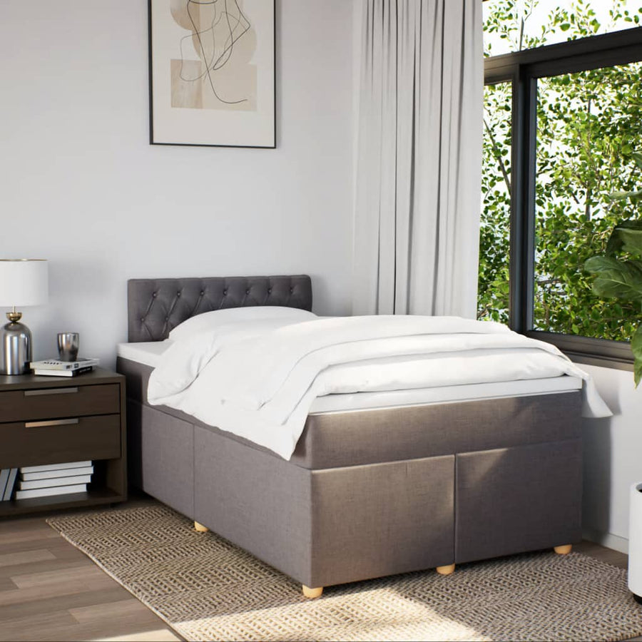 Boxspring met matras stof taupe 120x190 cm