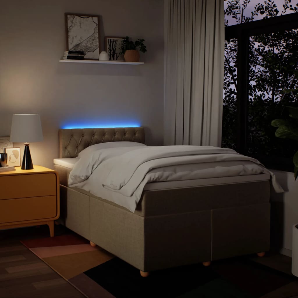 Boxspring met matras stof crèmekleurig 120x190 cm