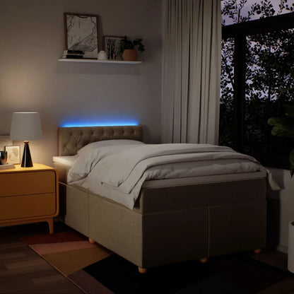 Boxspring met matras stof crèmekleurig 120x190 cm