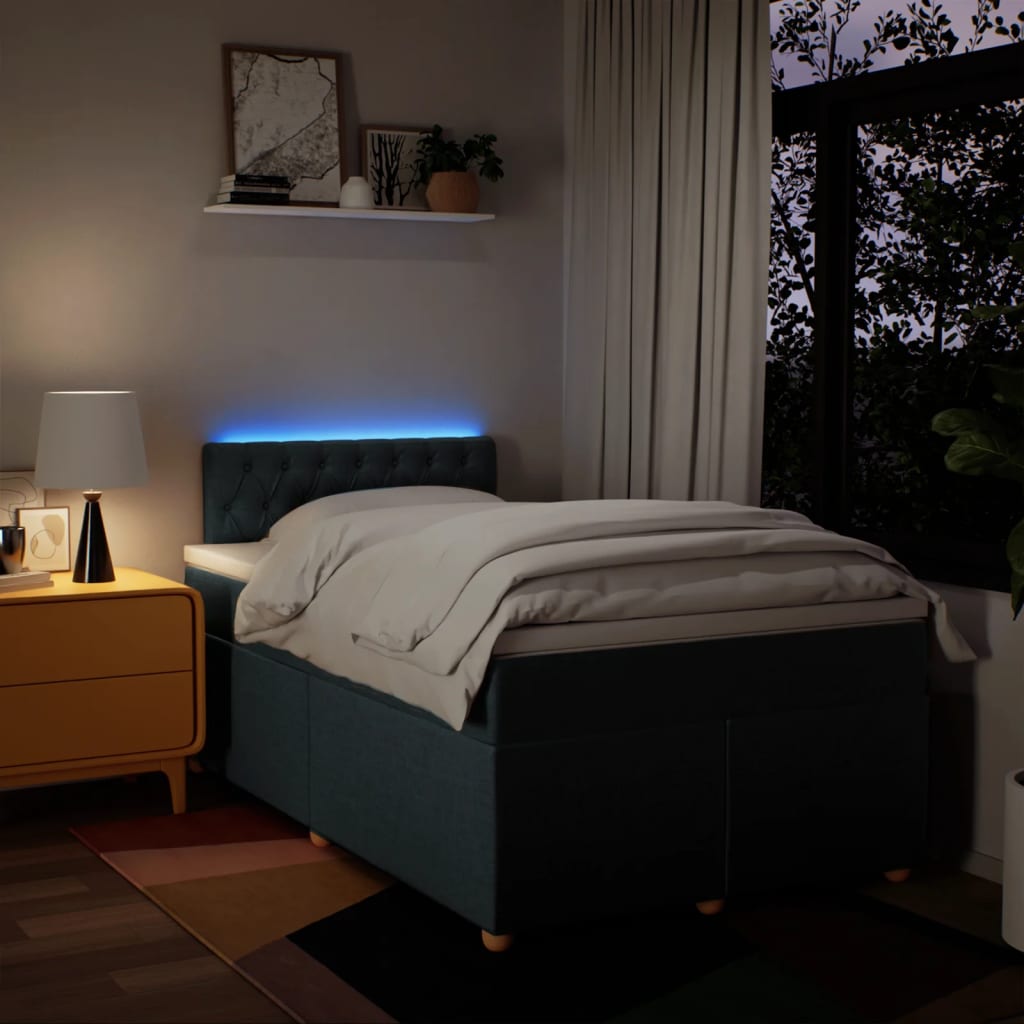 Boxspring met matras stof blauw 120x190 cm