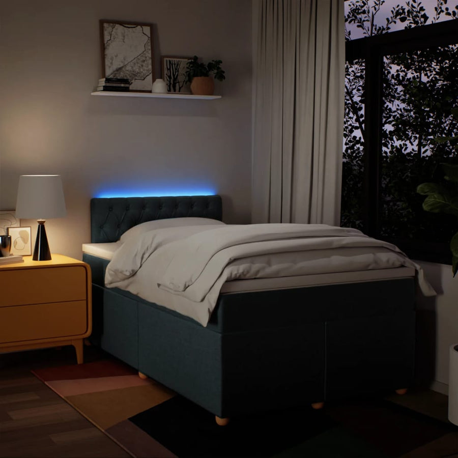 Boxspring met matras stof blauw 120x190 cm