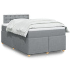 Box spring with light grey fabric mattress 120x190 cm