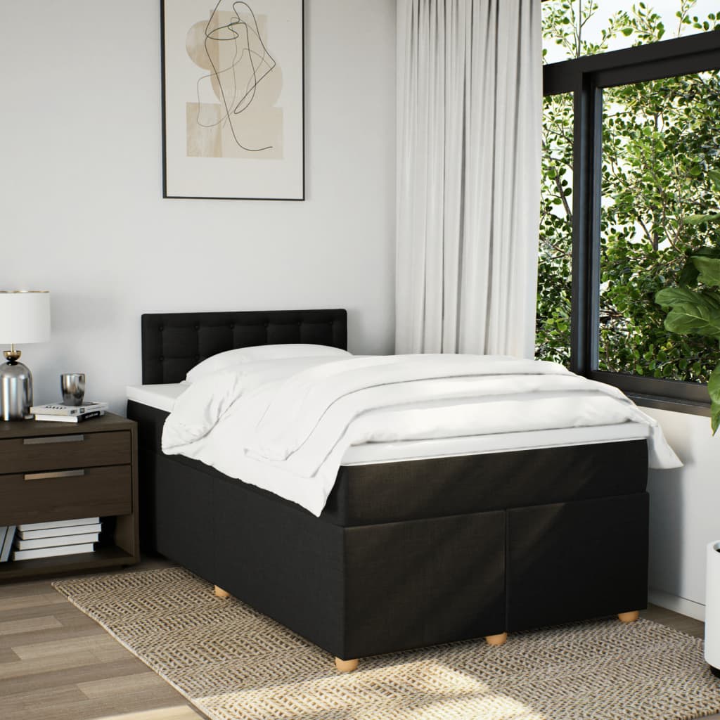 Boxspring met matras stof zwart 120x190 cm