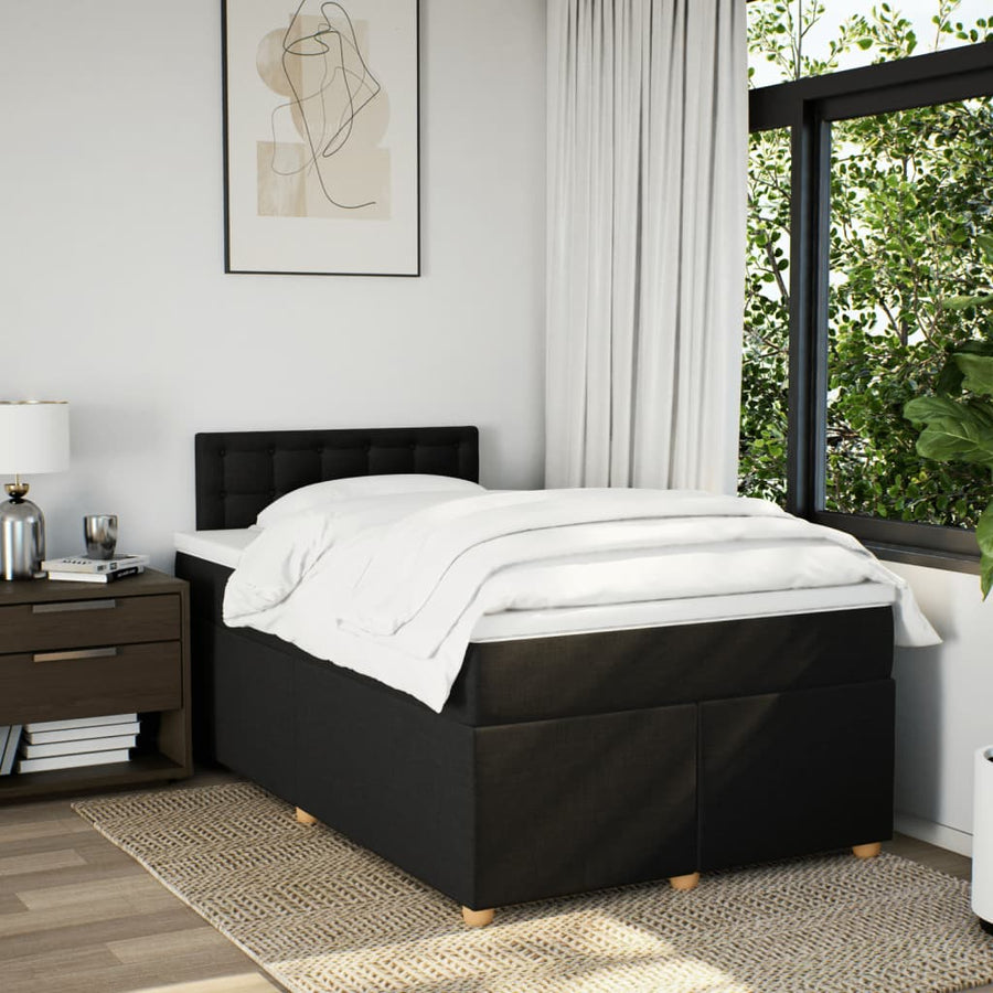 Boxspring met matras stof zwart 120x190 cm