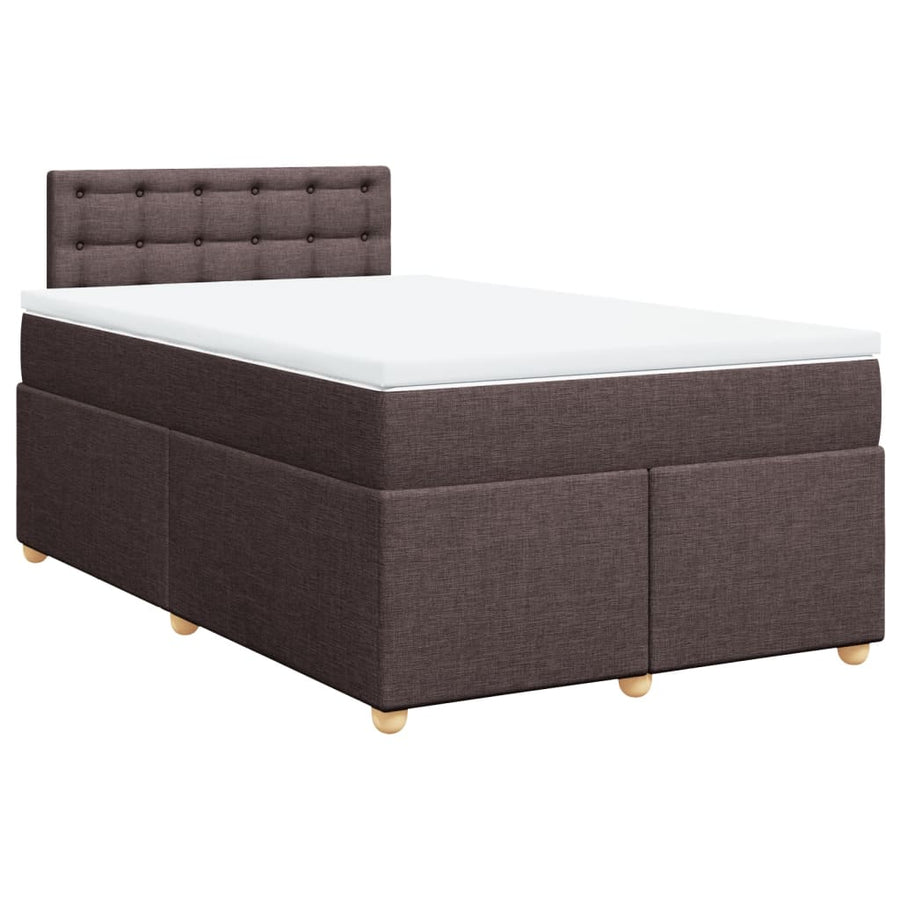 Boxspring met matras stof donkerbruin 120x190 cm