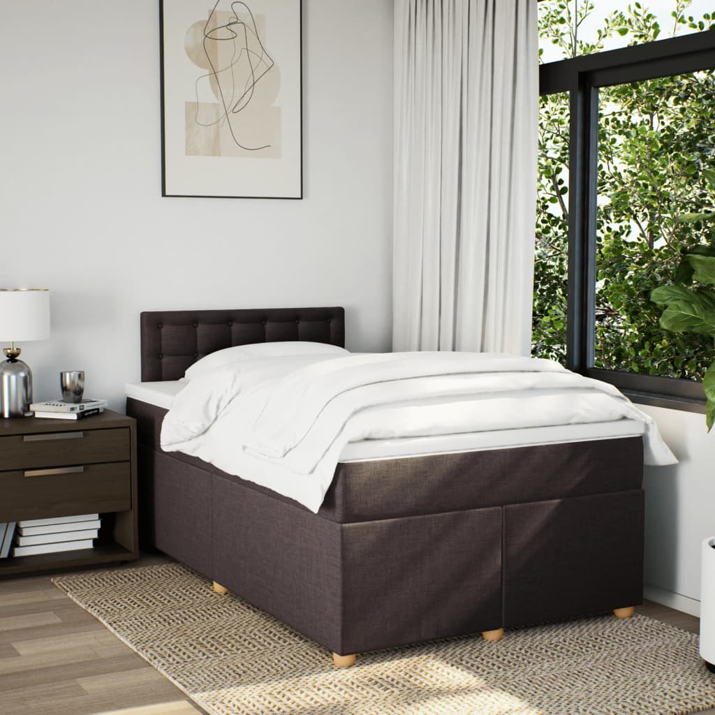 Boxspring met matras stof donkerbruin 120x190 cm