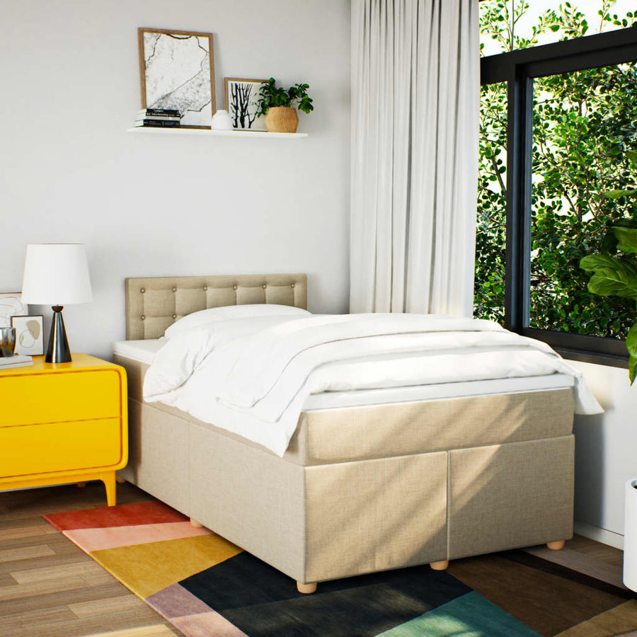 Boxspring met matras stof crèmekleurig 120x190 cm