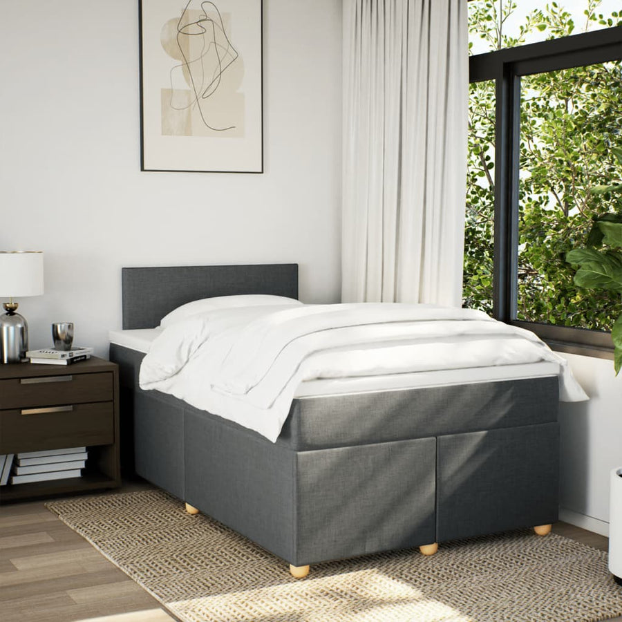 Boxspring met matras stof donkergrijs 120x200 cm