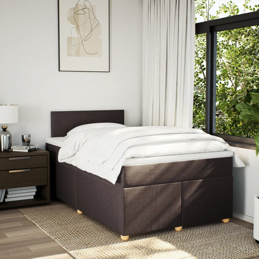 Boxspring met matras stof donkerbruin 120x200 cm