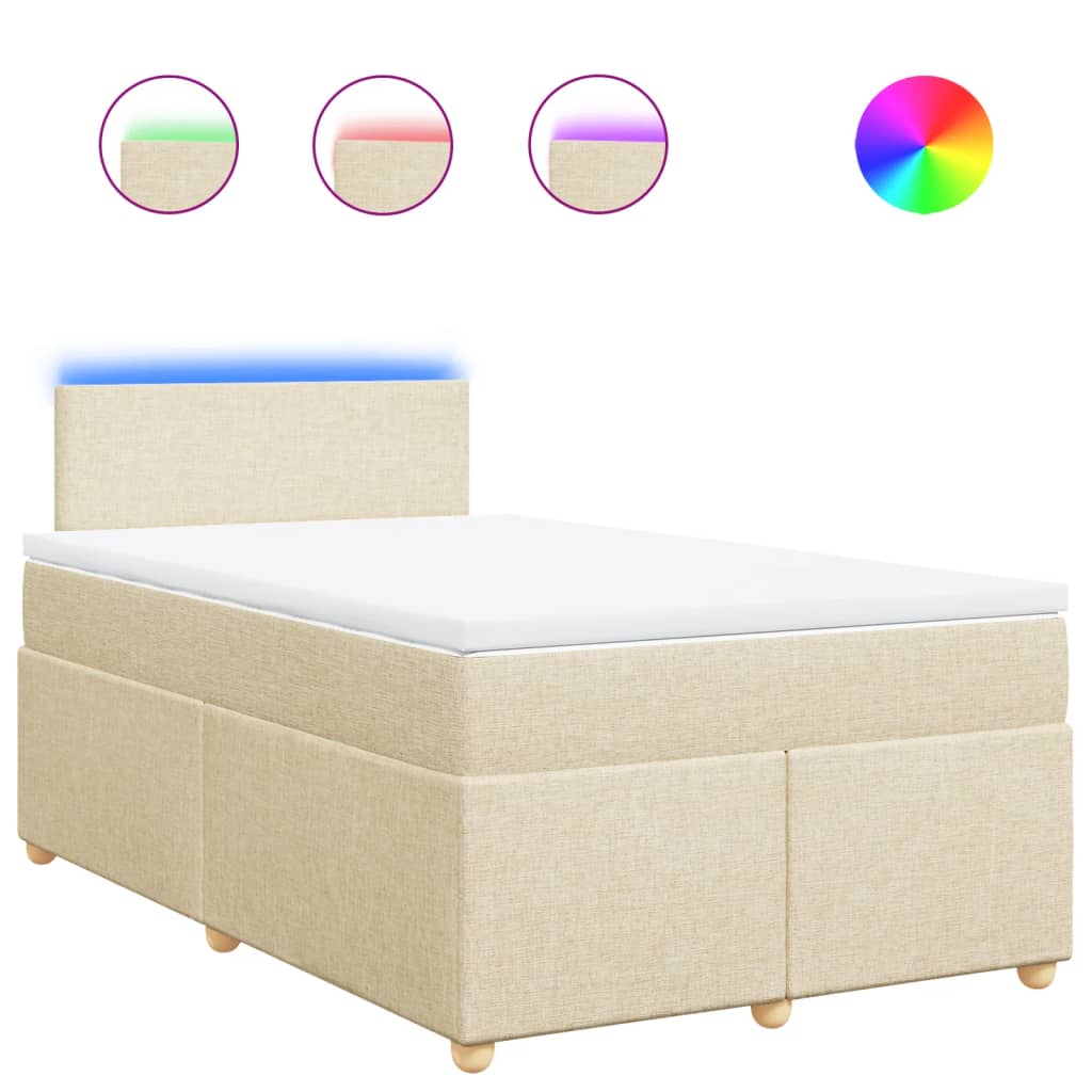 Boxspring met matras stof crèmekleurig 120x200 cm