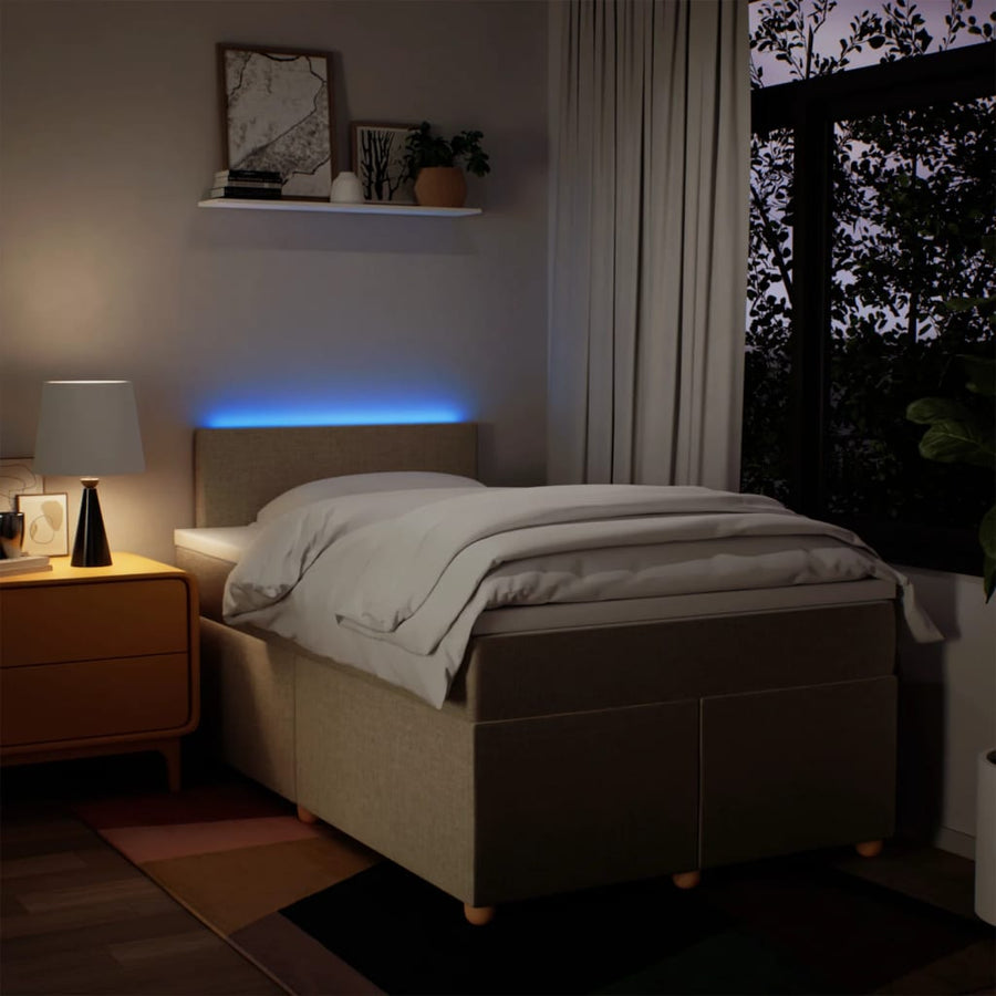 Boxspring met matras stof crèmekleurig 120x200 cm