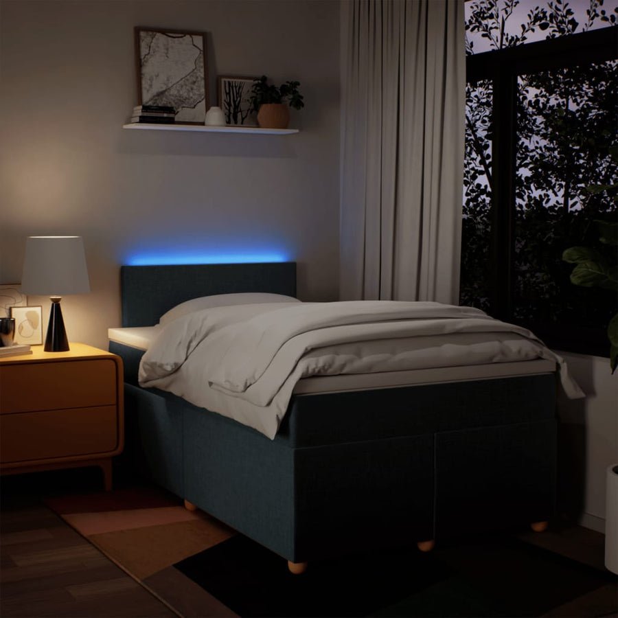Boxspring met matras stof blauw 120x200 cm