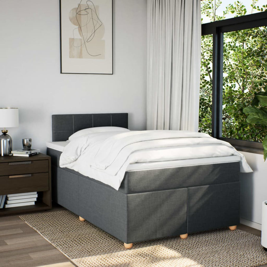 Boxspring met matras stof donkergrijs 120x200 cm