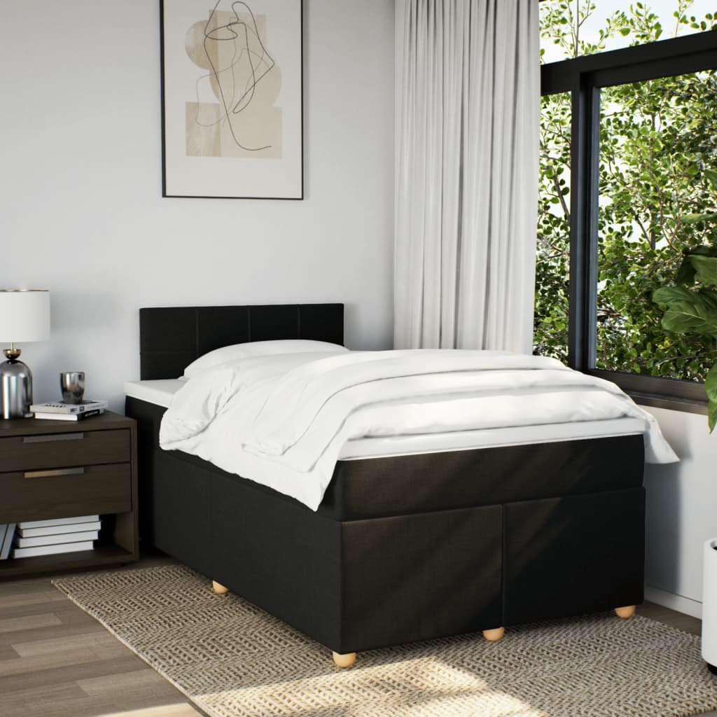 Boxspring met matras stof zwart 120x200 cm