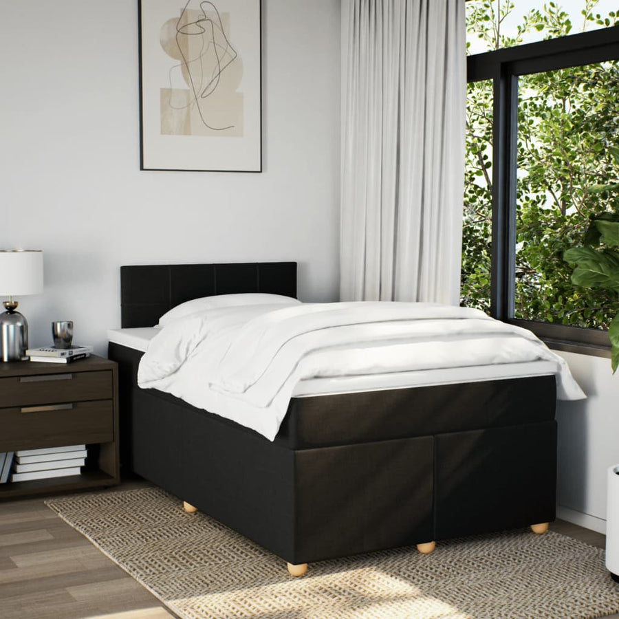 Boxspring met matras stof zwart 120x200 cm