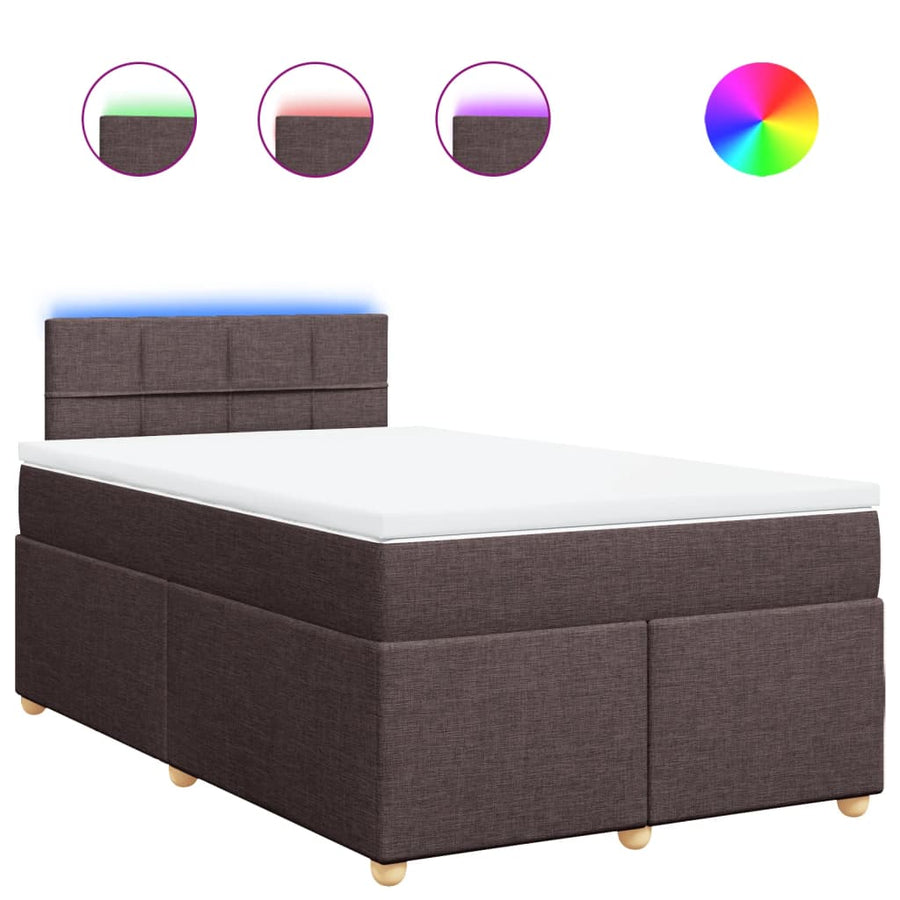 Boxspring met matras stof donkerbruin 120x200 cm