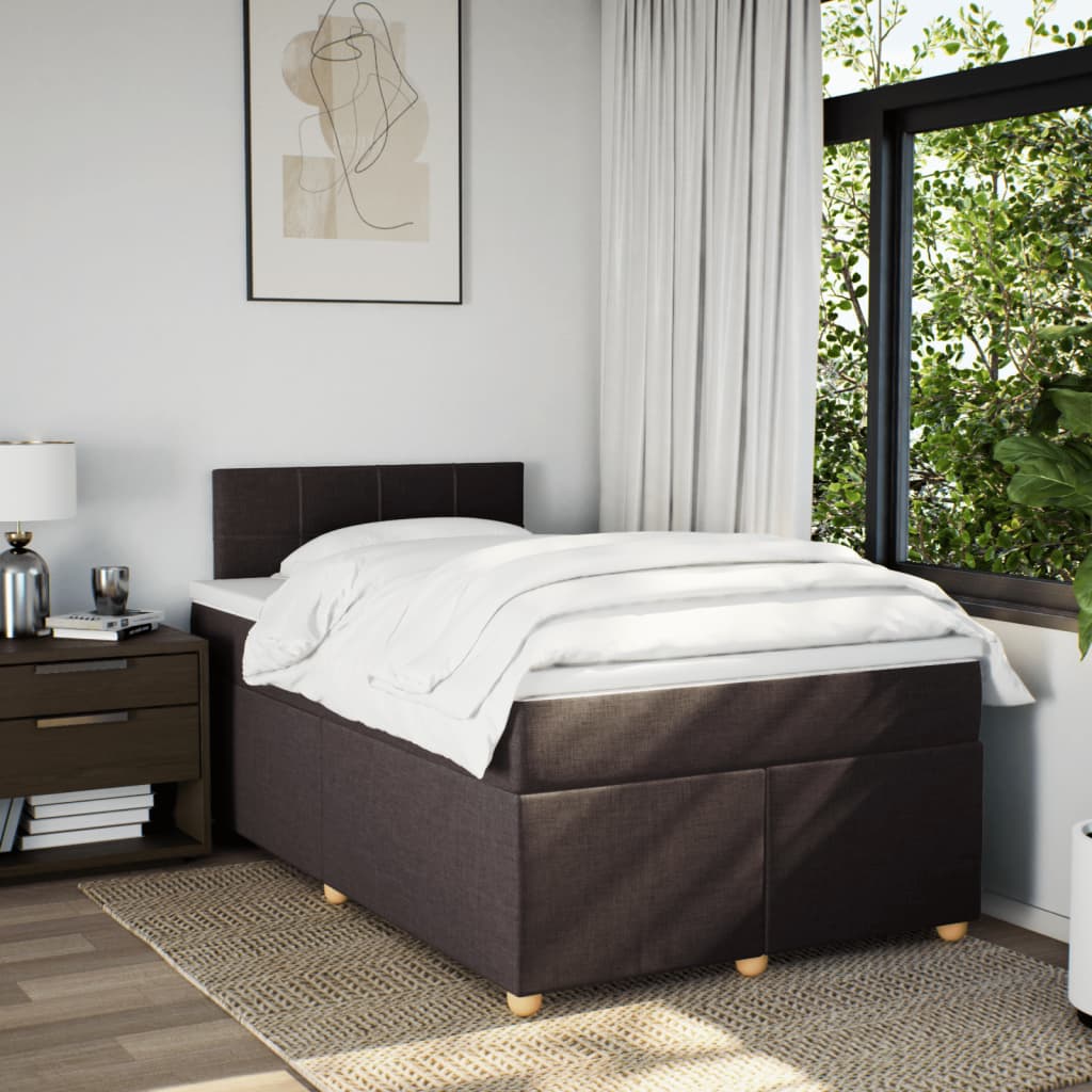 Boxspring met matras stof donkerbruin 120x200 cm