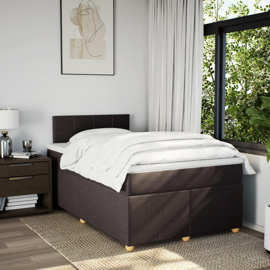 Boxspring met matras stof donkerbruin 120x200 cm