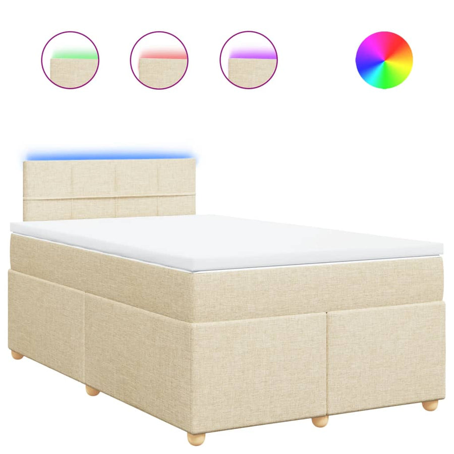 Boxspring met matras stof crèmekleurig 120x200 cm