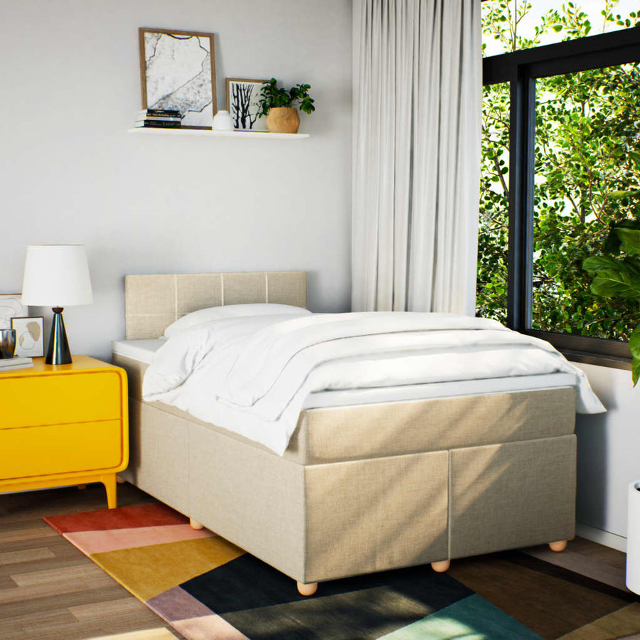 Boxspring met matras stof crèmekleurig 120x200 cm