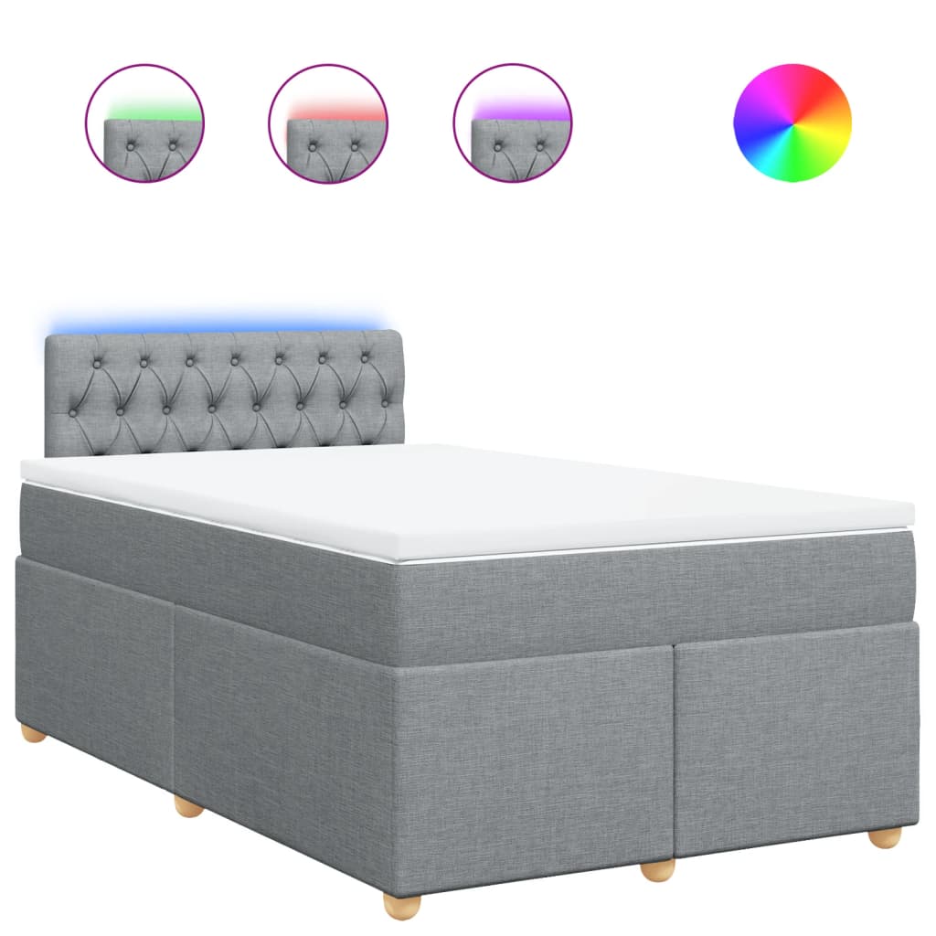 Boxspring met matras stof lichtgrijs 120x200 cm