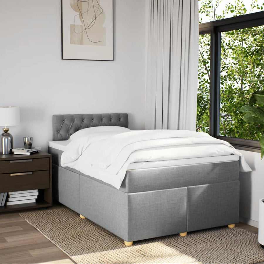 Boxspring met matras stof lichtgrijs 120x200 cm